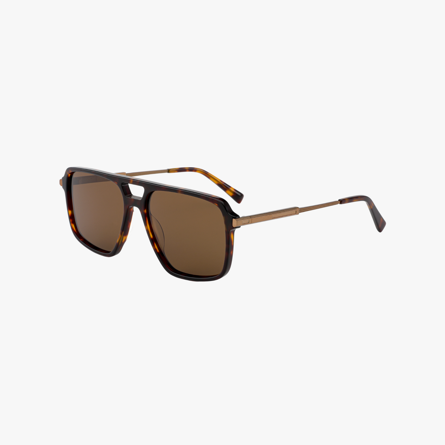 Classic tortoise square shaped sunglasses with metal arms