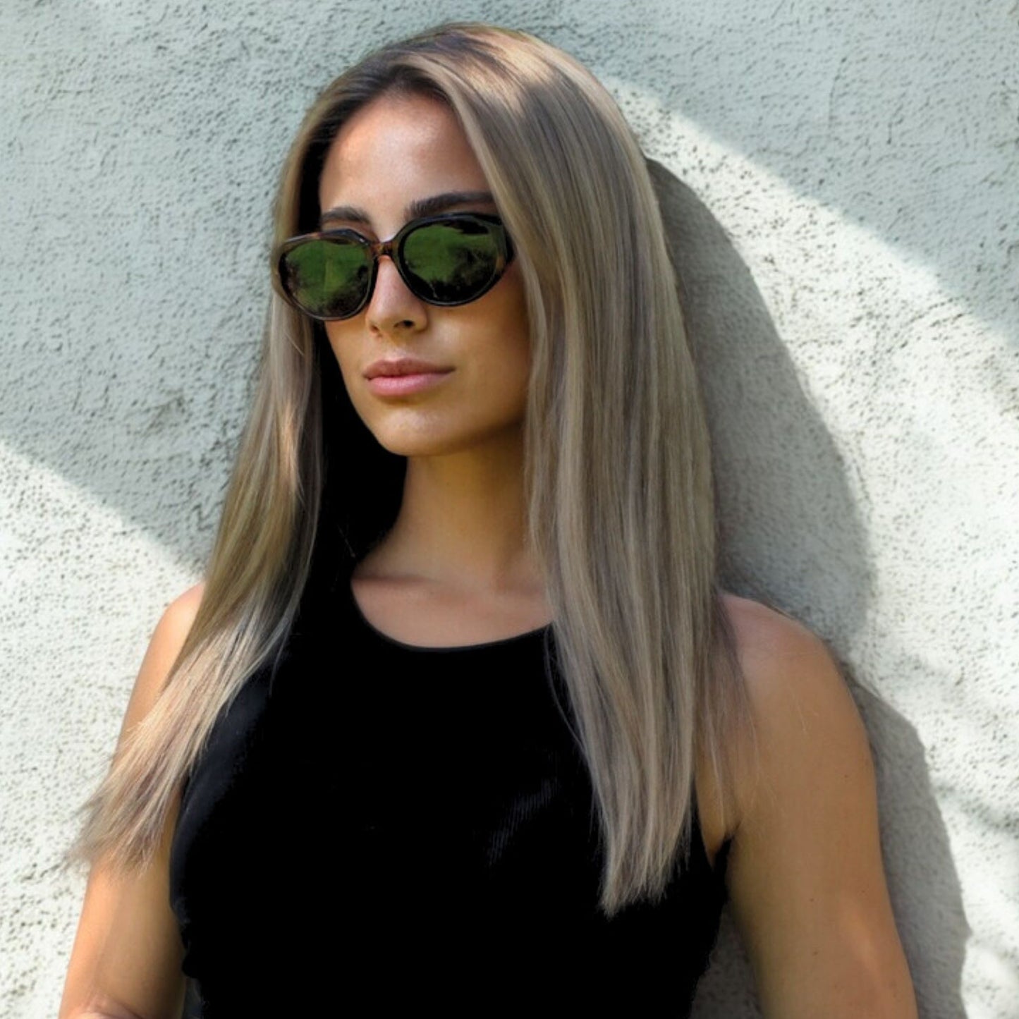 Geometric shaped sunglasses in brown demi with a brown lens