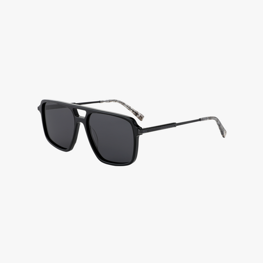 Black oversized square shaped sunglasses with metal arms